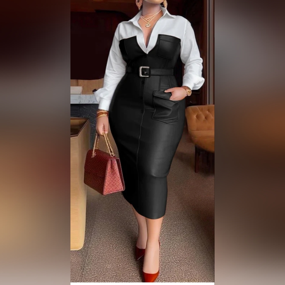 Uoozee Black and White Long Sleeve Dress - Picture 9 of 9